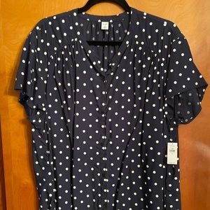 Old Navy short sleeve button down blouse-navy blue